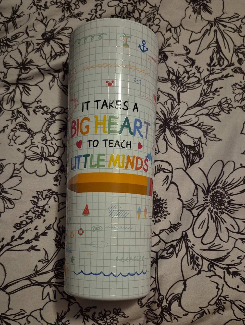Teacher Tumbler Metal Cup - Big Heart Little Minds - Multicolor